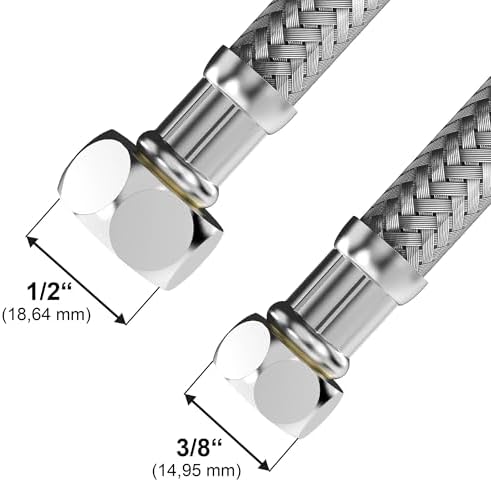 VARIOSAN Flexible hose 17536, 3/8 inch nut x 1/2 inch nut, 300 mm, stainless steel sheath, DVGW certified, drinking water, flexible reinforced hose - View 7