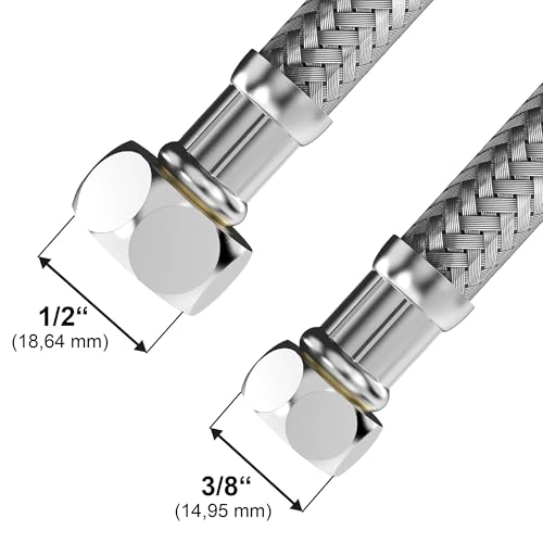 VARIOSAN Flexschlauch 17536, 3/8\ ÜWM x 1/2\ ÜWM, 300 mm, Edelstahlmantel, DVGW zertifiziert, Trinkwasser, flexibler Panzerschlauch
