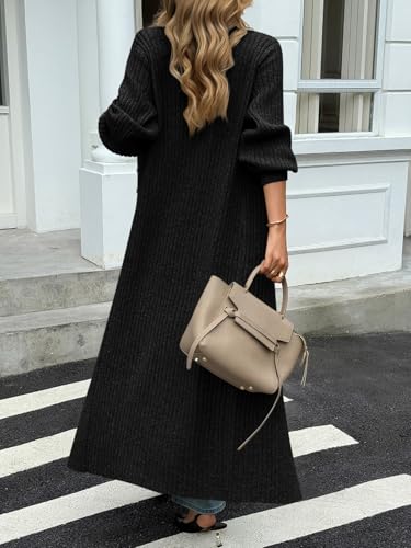 Image of Saodimallsu Womens Long Duster Cardigans Button Down Maxi Sweater Dress