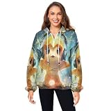 KAAVIYO Jolie Étoile De Mer De L'Espace Abrigo Esponjoso de Forro Polar para Mujer con Bolsillos - Sudadera Amplia y Cálida Sudadera con Capucha