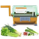 Moongiantgo Gewerbliche Handbetriebene Frühlingszwiebel-Schneidemaschine - Hacker, Reibe & Scheibenformer, Edelstahlmesser, 3MM-Schnitte für Lauch/Koriander/Knoblauch/Chili/Sellerie (3mm)