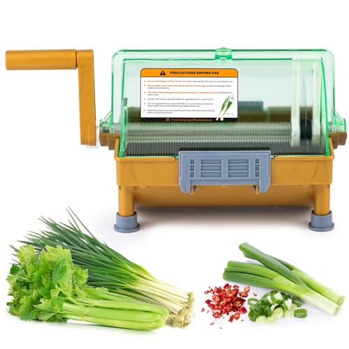 Moongiantgo Coupe-Échalotes Manuel Commercial - Coupe-Lauch & Legume Hacheur, Lame en Acier Inoxidable, Coupes de 3MM pour Échalotes/Ognons Verts/Lauch/Coriandre/Ail/Piment/Céleri (3mm)