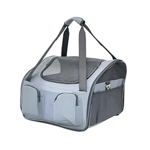 PawHut Pet Carrier Folding Bag Car Seat Cat Dog Puppy Kennel Portable Travel Cage Tote Case Mesh Holder House Grey