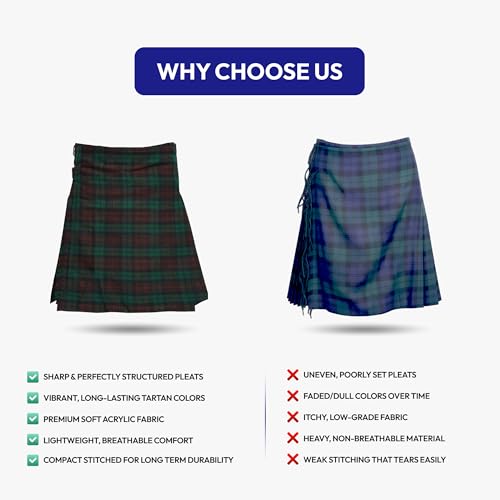 Image of 8 Yard Mens Kilt - Authentic Tartan Kilt for Men Highland Outfit for Weddings & Traditional Scottish Wear