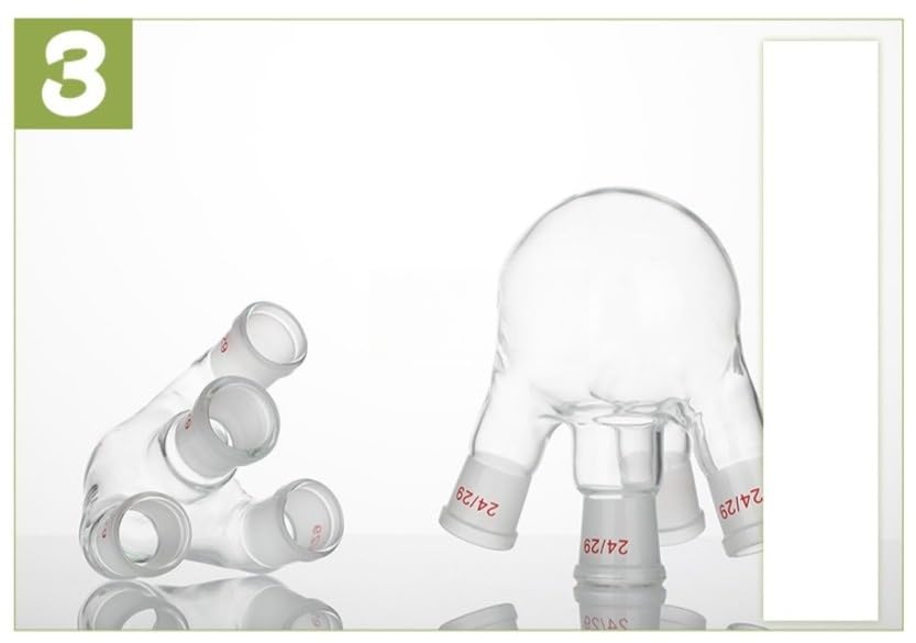 Temperature Resistant Glass Distillation Reactor Flask - Thickened Four Neck with Slanted Mouth & Round Bottom(3)