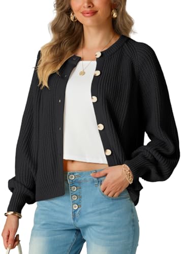 GRECERELLE Women's Chunky Open Front Sweater Long Sleeve Button Knit Short Loose Cardigan Outerwear, S-2XL3