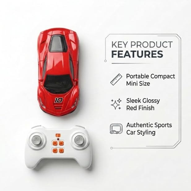 Image of Mini RC Car 1:64 Scale Remote Control Car for Kids, App Controlled Electric Racing Toy with LED Lights, Rechargeable Battery, 2.4GHz Control System, Birthday Gift for Boys & Girls (RED)