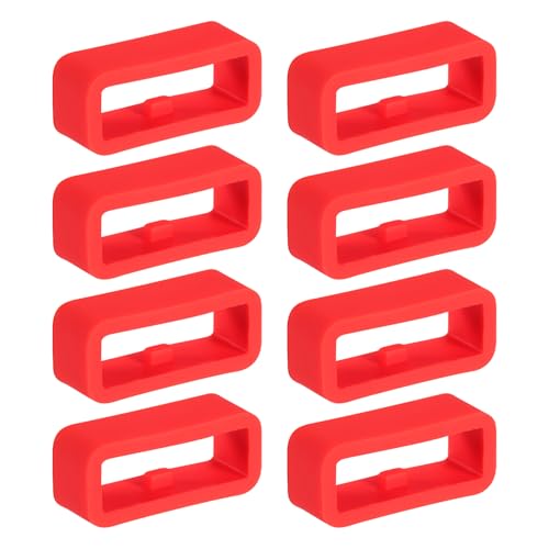 PATIKIL Watch Band Holder Loop, 8 Pcs Universal Silicone Watch Replacement Band Strap Keeper Parts for Smart Sport, Red (16mm)