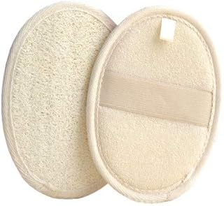 AvoDovA 2 PCS Loofah Exfoliating Back Scrubber, Natural Luffa and Terry Cloth Materials Loofa Sponge Scrubber Brush, Fiber Exfoliating Glove Luffa Pad for Men and Women Bath Spa and Shower