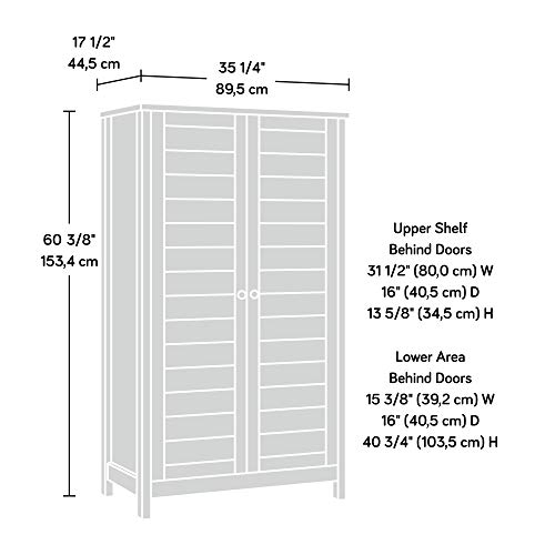 Sauder Cottage Road Storage Cabinet, L: 35.28" X W: 17.52" X H: 60.43", Soft White Finish #TOP2