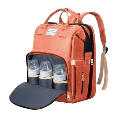 LP Fusion Nappy Backpack – Diaper Bag with Portable Changing Station, Insulated Bottle Holders, Waterproof Design, for Moms and Dads (Coral Pink)