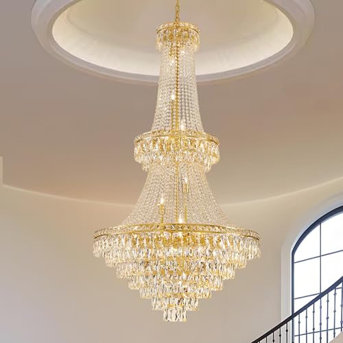 HUANXISHA Gold Crystal Chandelier 26-Light, 63