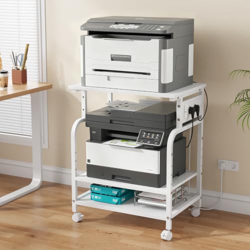 OYRREU Mueble para Impresora 3D, Soporte para Impresora con Ruedas, Blanco