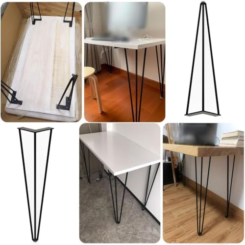 Patas de mesa de horquilla con tres varillas y protectores para proyectos de decoración rústica 4