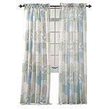 Renaissance Home Fashion Jasmine Tile Print Sheer Rod Pocket Panel, Spring, 56-Inch by 84-Inch