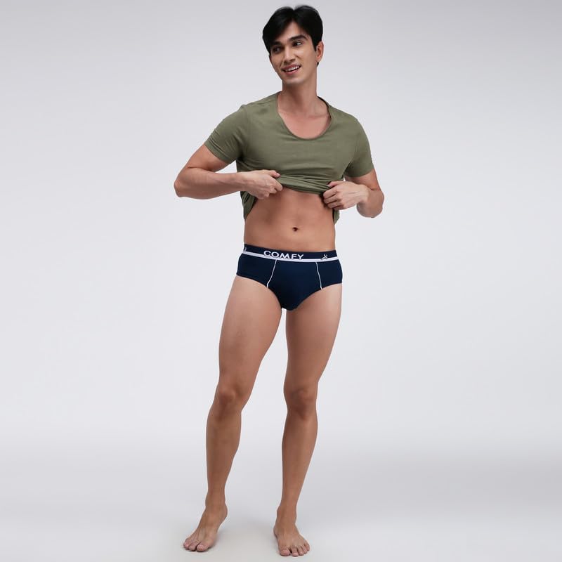Image of Amul Comfy Men's Solid Cotton Briefs with Soft Waistband (Color Airforce)
