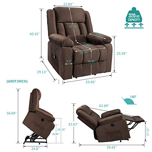 Ipkig Power Lift Recliner Chair For Elderly With Massage And Heating, Comfy Velvet Electric Lift Recliner Chair With Usb Ports, Lumbar Pillow And 2 Side Pockets For Living Room Nursing Home (Brown) #TOP1