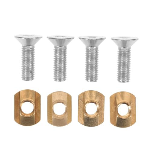 Healeved Set 4 Pezzi Viti Esagonali M8 in Ottone con Dadi a T e Rondelle Kit di Fissaggio per Tavole Hydrofoil Surf e Kiteboard Accessori Resistenti alla Corrosione per Sport Acquatici