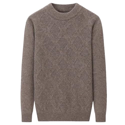 Vsadsau Men Thick Crew Neck Sweater Wool Solid Knit Sweater Pullover Long Sleeve Warm Casual Jumpers
