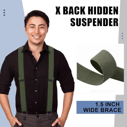 Image of Janmercy 2 Pcs X Back Hidden Suspenders for Men