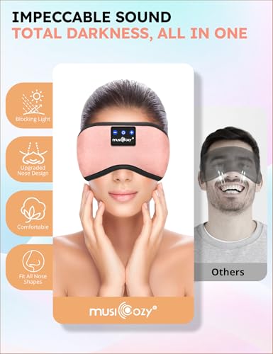 Image of MUSICOZY Sleep Headphones Bluetooth 5.4 Headband Sleeping Eye Mask for Mom Women Men Wireless Music Earbuds Earphones for Side Sleepers Built-in HD Speakers Cool Gadgets Unique Gifts
