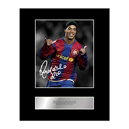 Foto firmada de Ronaldinho, con el número 1 del FC Barcelona