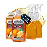 EASYmaxx Reinigungs-Konzentrat Orange 2x500ml Set mit Sprühflasche | Ergibt 100 Liter Allzweckreiniger | Mühelose Reinigung von allen Flächen | Ideal für Kochfelder, Grillroste, Backöfen u.v.m.