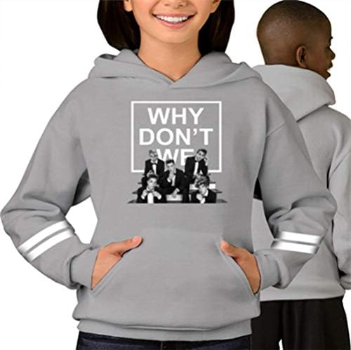 Why-Dont-8 Letters We Boys Girls Hoodie Hooded Sweaters Printed Pocket Youth Kids Sweatshirt Gray
