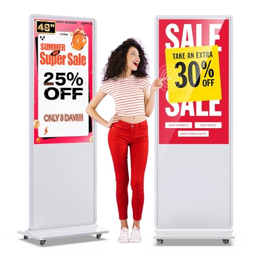 Image of MWE 49 Inch Indoor Digital Signage Touchscreen Kiosk Floor Standing Advertising Display LCD Totem Interactive Display Poster Android System with Auto Media Player-White