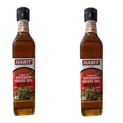 H'ABIT Toasted Sesame Oil Cold Pressed 500ml*2 | Extra Virgin | Premium Pure & Natural Cooking Oil | Rich Nutty Flavor for Asian Cuisine, Stir Fry, Dressings & Marinades