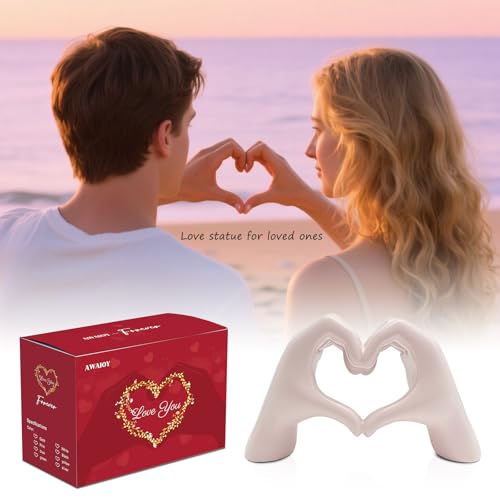 Escultura de Manos con Corazón en Resina 5.5" Rosa miniatura 2