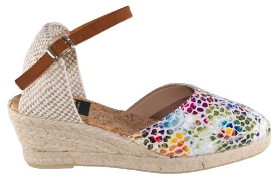 Sandalias Mujer Cuña Esparto Multicolor | Alpargatas Verano con Pulsera Ajustable | Menorquinas con cuña | Ligera Antideslizante