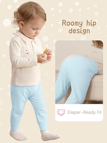 5-Pack Unisex Baby Pants 0-24M, Cotton Baby Boy Girl Pants Pull-On Leggings for Infant Boys & Girls, Multicolor4