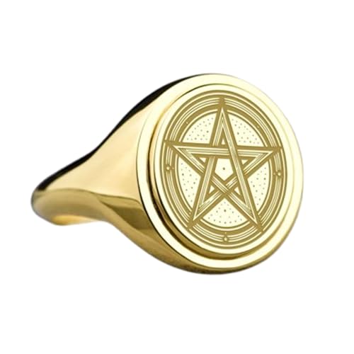 Bague Pentagram argent 925 chevalière ovale cadeau idéal avec taille US 5-12,5