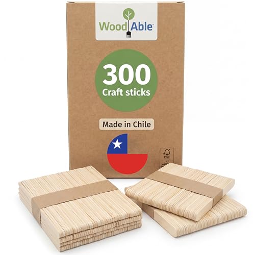 300 Pcs Popsicle Craft Sticks Ice Cream Sticks Natural Wood - Waxing Sticks - Eco Friendly - Pop Sticks for DIY Crafts - Popsicle Craft Sticks 4.5 inch Length Treat Sticks Ice - Made in Chile