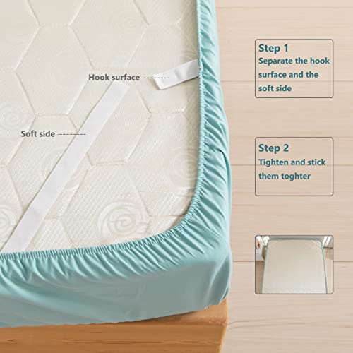 Minipanda Twin Size Fitted Sheet Only With Bed Sheets Holder Straps For Corners, Keep Sheets From Coming Off - Ultra Soft - Microfiber Sheets (Lake Blue, Twin) #TOP2