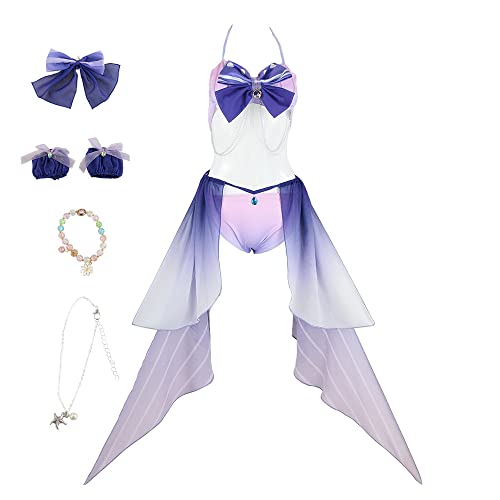 Sangonomiya Kokomi Cosplay Swimsuit, Game Genshin Impact Bathing Suit One-Piece Swimwear(M, Sangonomiya Kokomi)