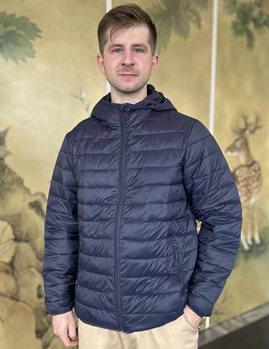 COOFANDY Mens Packable Puffer Jacket Lightweight Hooded Insulated Winter Coat Windproof Zipper Down Jacket3