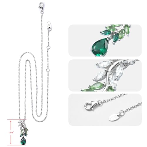 925 Sterling Silver Green Gemstone Pendant Necklace for Women Christmas Anniversary Birthday Gifts for Wife Girlfriend Elegant Style3