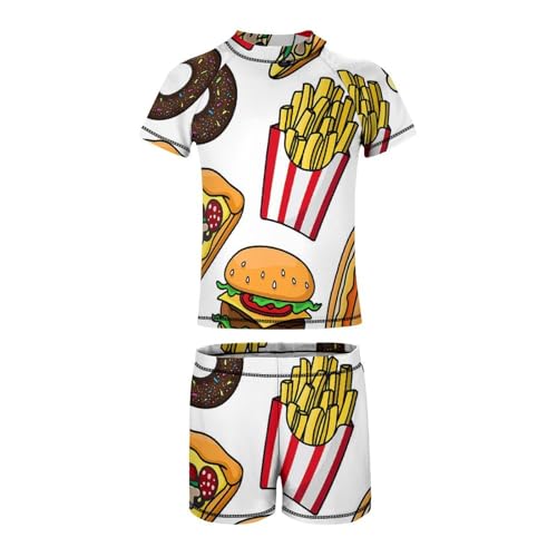 Cheeseburgers Hot Dogs PizzaChildren's Swimsuits Boys Two Piece Suit10-12Y（150cm）3