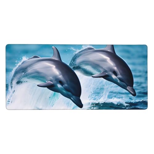 Tapis de souris de jeu étendu XXL dauphin mignon pour bureau et écriture 90x40