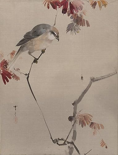 Oiseau sur une branche peinture sur toile pour habiller un grand mur de chambre vide