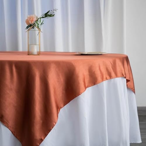 Efavormart 72" Satin Square Tablecloth Overlay For Wedding Catering Party Table Decorations Terracotta Square Tablecloth Cover #TOP1