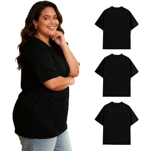 Greenink Women's Plus Size T Shirt Oversized Short Sleeve Solid