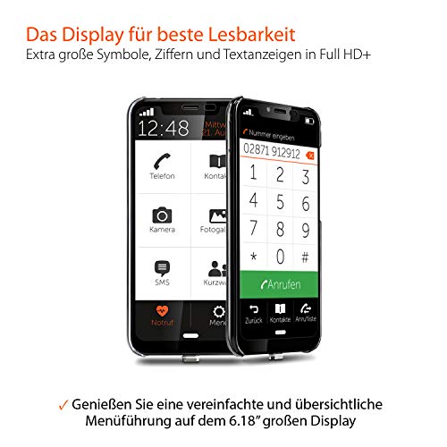 Gigaset GS195LS Smartphone für Senioren Made in Germany mit 3GB RAM ohne Vertrag – mit individuellem Startbildschirm, Notruffunktion, extra großer Ziffern- und Textanzeige, Titanium Grey