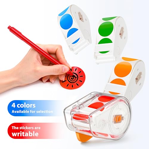 Image of Sticker Dispenser Suitable for roll Stickers, 1200 Pieces of 1-inch Colored dot Stickers, and Circular Color-Coded Labels; Ideal for Offices and Student classrooms.