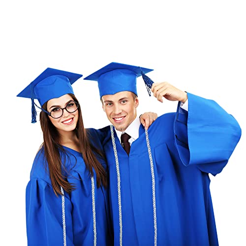 Image of Trounistro 8 Pieces Graduation Cords Yarn Honor Cords with Tassel for College Graduation Students (Sky Blue with White)