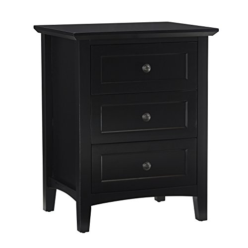 Modus Furniture Solid Wood Nightstand, 3-Drawer, Paragon Black - Black #TOP4