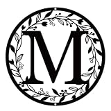 Wreath Monogram Metal Letter M Door Hanger, Letter M Monogram Wall Decor, Elegant Metal Initial M Wall Art for Christmas Gifts, Anniversary, Wedding Gifts, Housewarming Present