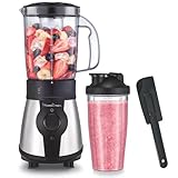 Moulinex Blend & Go, Batidora de vaso, Espátula, 1,3 L, 300 W, Compacta, Incluye botella para llevar 750 ml, Piezas aptas para lavavajillas, LM1B1DES